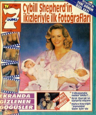 Turkish TV magazine with Cybill Shepherd and her twins from early 1988.
