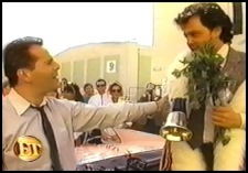 Curtis Armstrong  and Bruce Willis during celebration for Curtis Armstrong Week