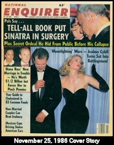 Bruce & Cybill fighting--front page story of National Enquirer