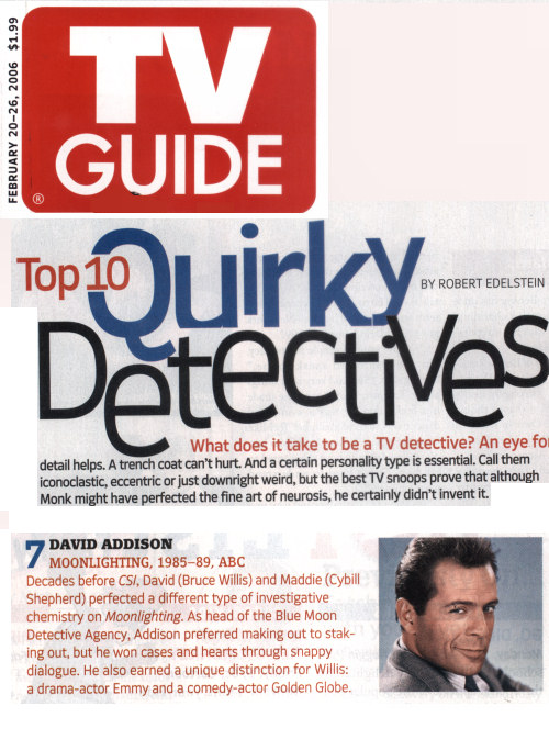 TV Guide Article on Quirkiest TV Detectives